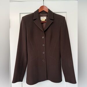 Vertigo Paris Dark Brown Tailored Wool Pea Coat